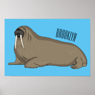 Walrus cartoon illustration  poster