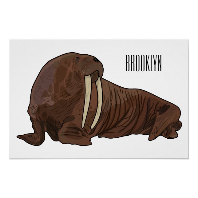 Walrus cartoon illustration poster (Front)