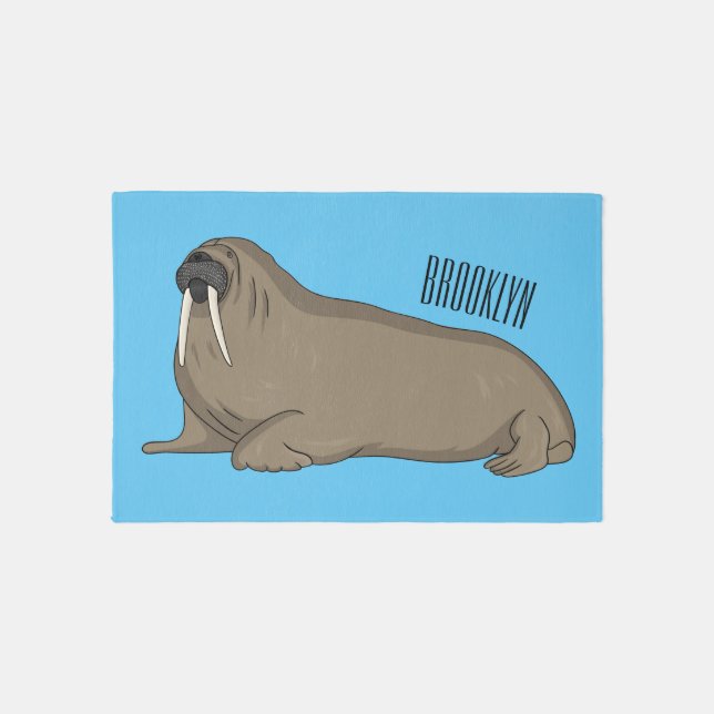 Walrus cartoon illustration rug (Front)