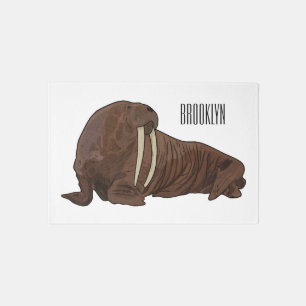 Walrus cartoon illustration rug