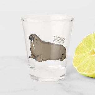 Walrus cartoon illustration shot glass