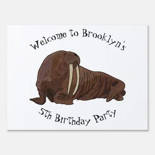 Walrus cartoon illustration sign