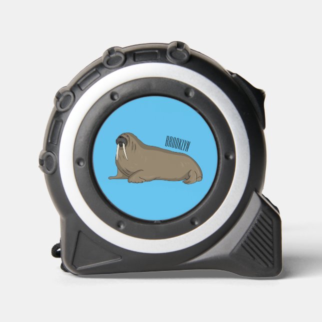Walrus cartoon illustration  tape measure (Front)