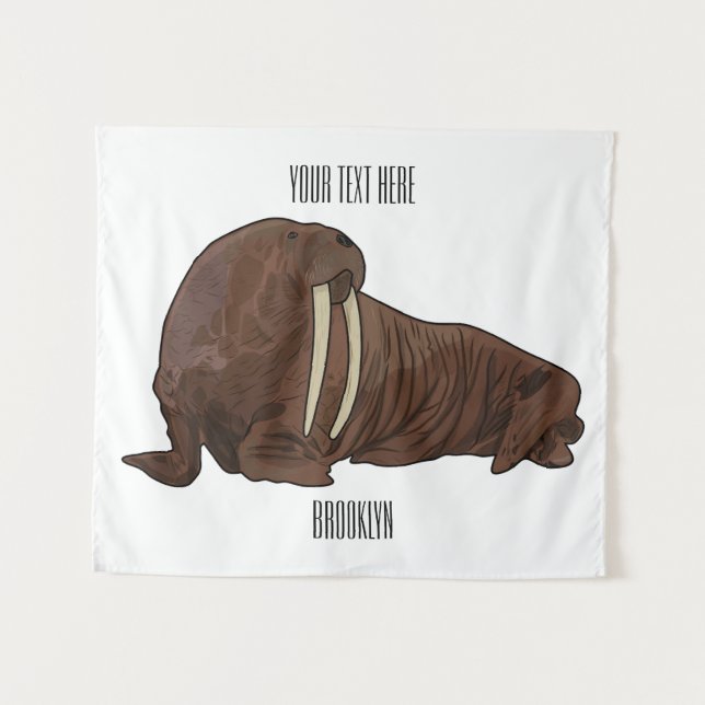 Walrus cartoon illustration tapestry (Front (Horizontal))