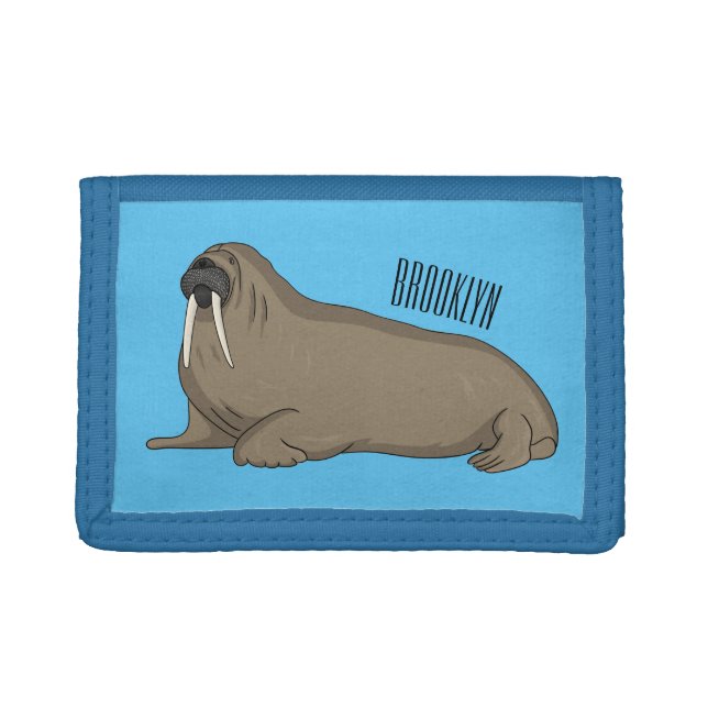 Walrus cartoon illustration  trifold wallet (Front)