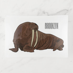 Walrus cartoon illustration trinket tray