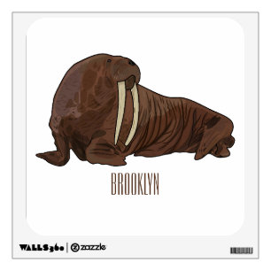 Walrus cartoon illustration wall decal