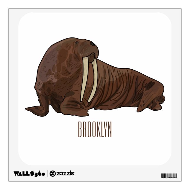 Walrus cartoon illustration wall decal (Front)