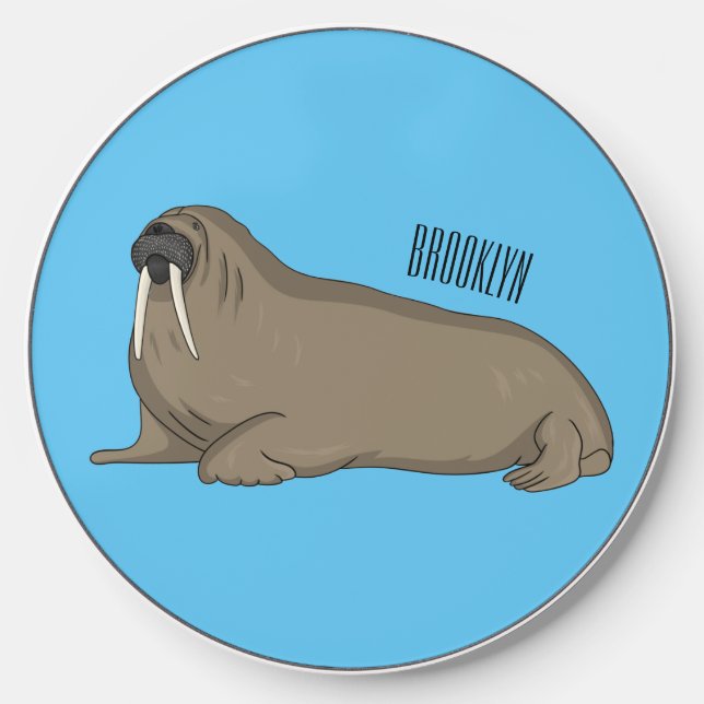 Walrus cartoon illustration  wireless charger  (Front)