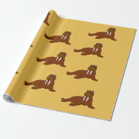 Walrus design wrapping paper