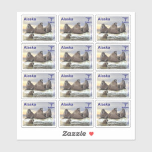 Walrus - Four Brothers - Alaska Postage Sticker