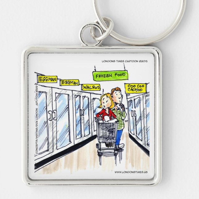 Walrus Frozen Food Section Funny Keychain (Front)