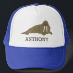 Walrus Graphic Realistic Style Illustration Trucker Hat<br><div class="desc">Create the perfect personalized gift for someone who loves walruses and other Arctic animals. This baseball cap or trucker's hat features a realistic style illustration of a walrus in brown with a spot below for adding a name in dark brown lettering.</div>