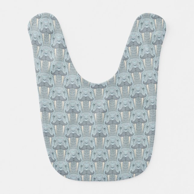 Walrus Mustache Pattern Baby Bib (Front)