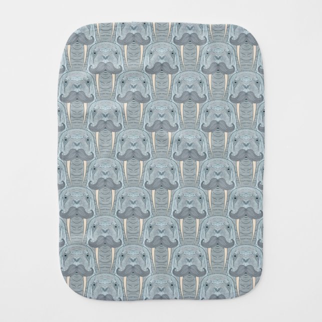 Walrus Mustache Pattern Baby Burp Cloth (Front)