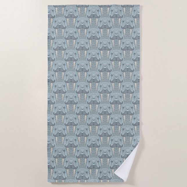 Walrus Mustache Pattern Beach Towel (Front)