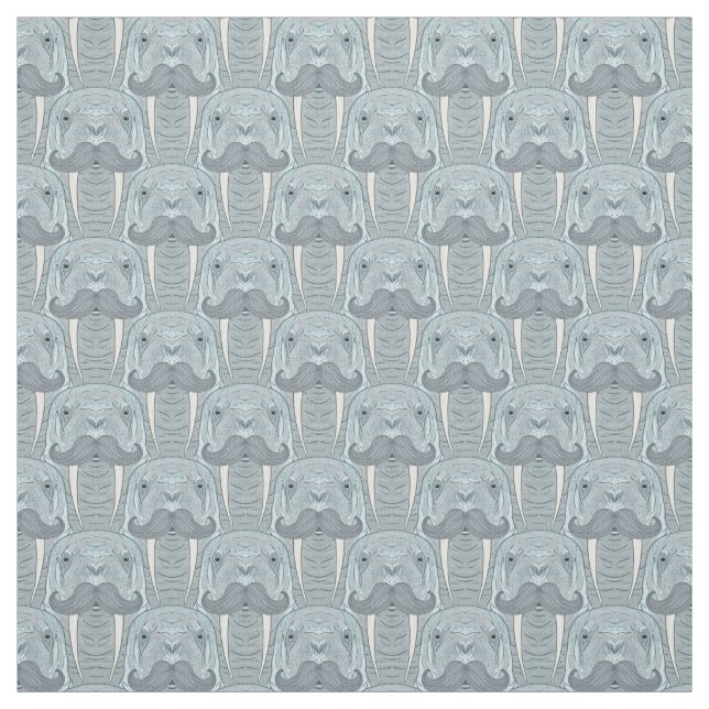 Walrus Mustache Pattern Fabric (Swatch)
