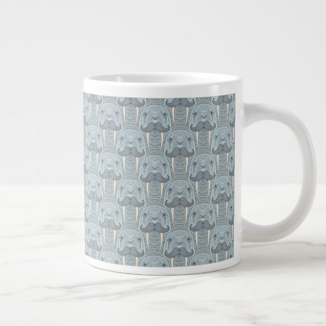 Walrus Mustache Pattern Giant Coffee Mug (Right)
