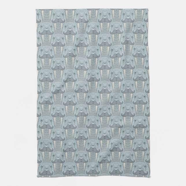 Walrus Mustache Pattern Kitchen Towel (Vertical)