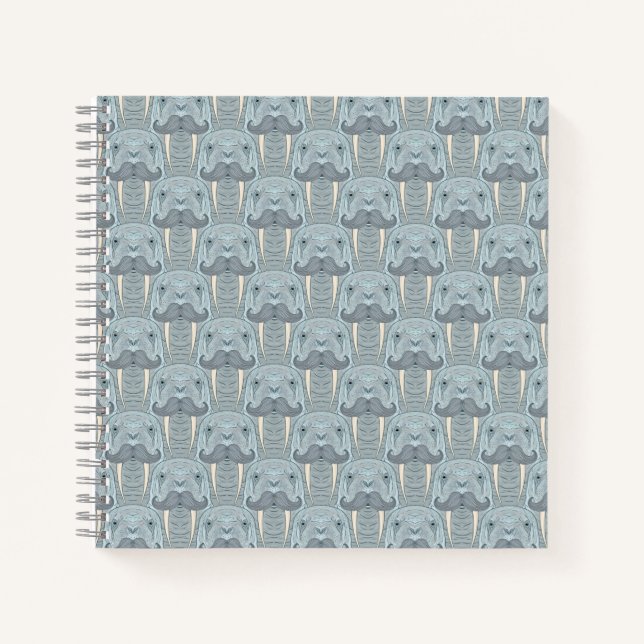 Walrus Mustache Pattern Notebook (Front)