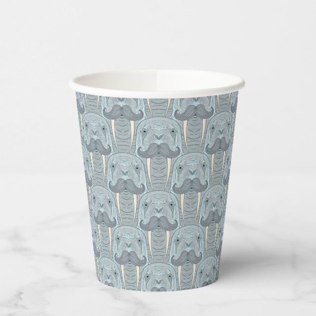 Walrus Mustache Pattern Paper Cups (Left)