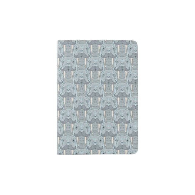 Walrus Mustache Pattern Passport Holder (Front)
