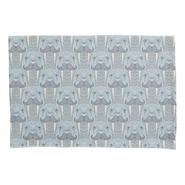 Walrus Mustache Pattern Pillow Case (Front-Left)