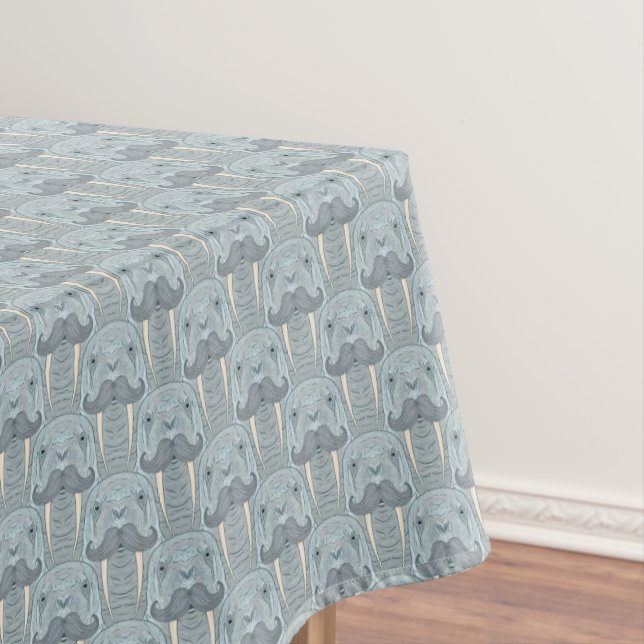 Walrus Mustache Pattern Tablecloth (In Situ)
