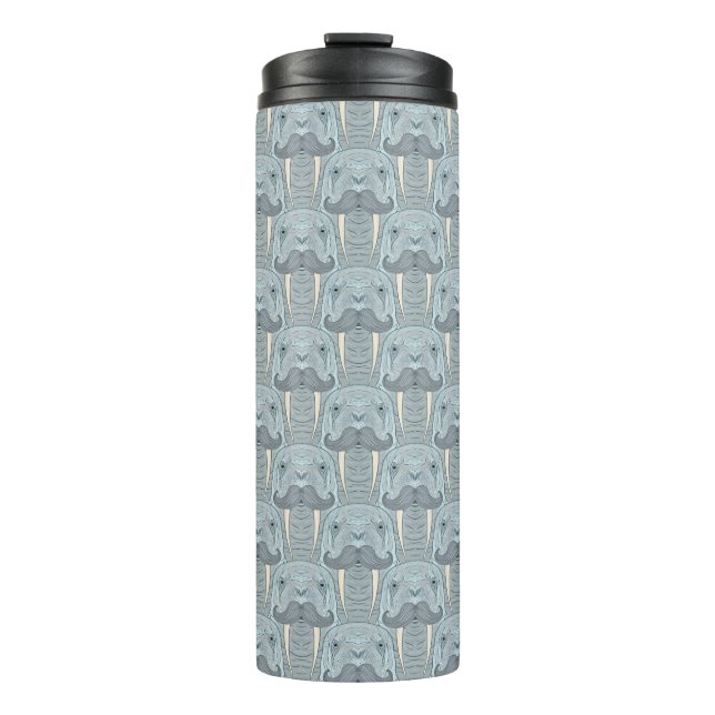 Walrus Mustache Pattern Thermal Tumbler (Front)