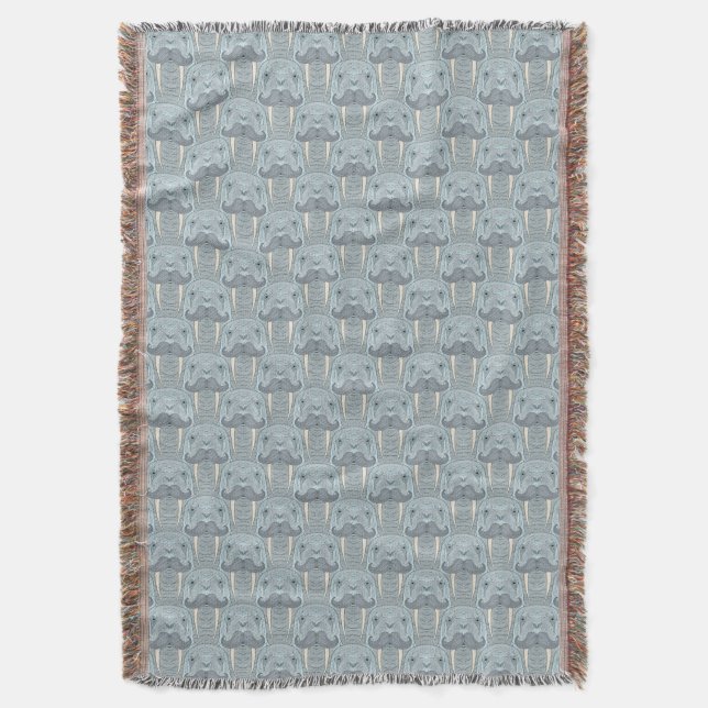 Walrus Mustache Pattern Throw Blanket (Front Vertical)