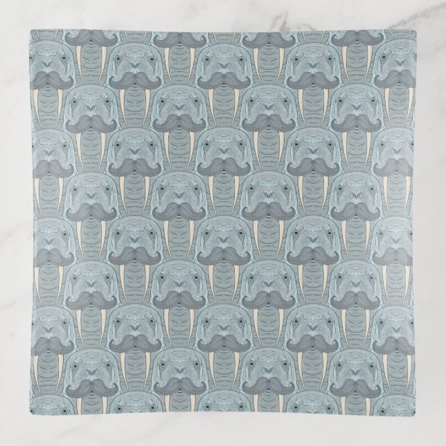 Walrus Mustache Pattern Trinket Tray (Front)