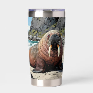 Walrus on a Sandy Beach Cute Animals Insulated Tumbler