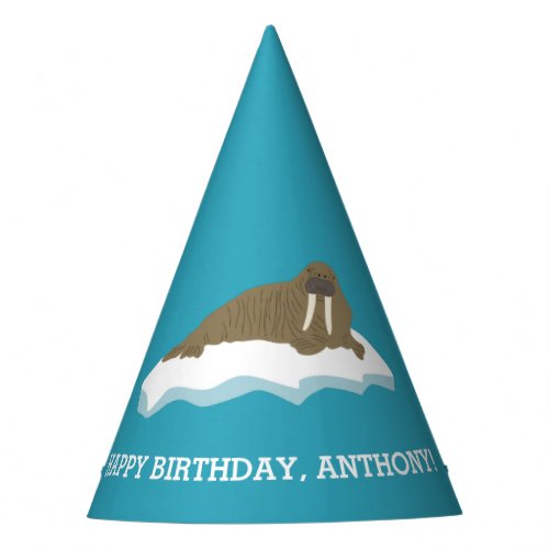 Walrus on an Iceberg Custom Birthday Party Party Hat