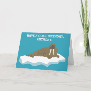 Walrus on an Iceberg Illustration Birthday Card