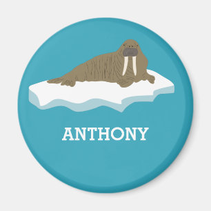 Walrus on an Iceberg Illustration Personalized Magnet