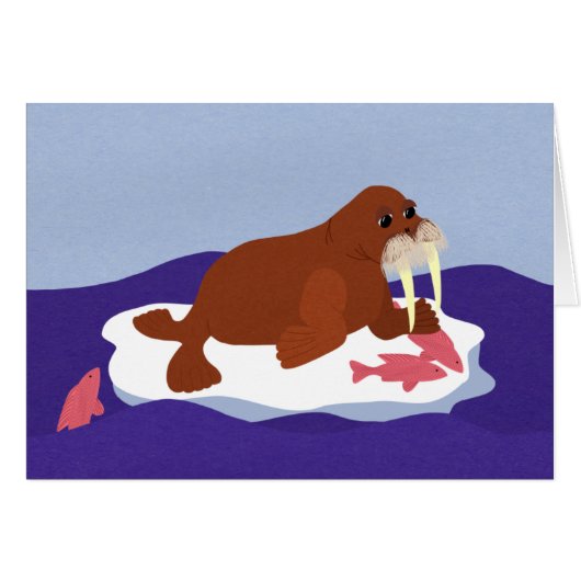Walrus on Iceberg with Fish Cards (Front Horizontal)