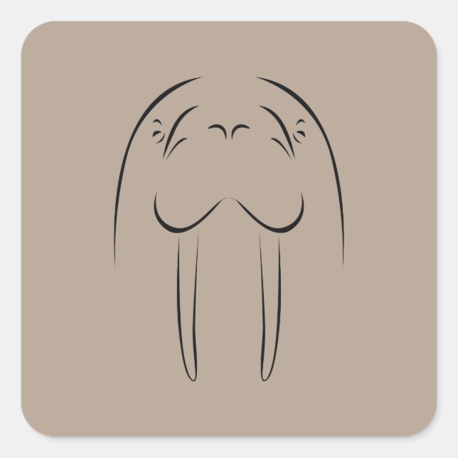 Walrus Outline Square Sticker (Front)