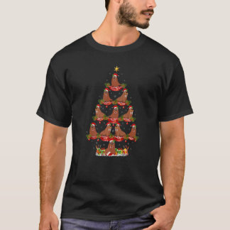 Walrus  Xmas Holiday Santa Walrus Christmas Tree T-Shirt