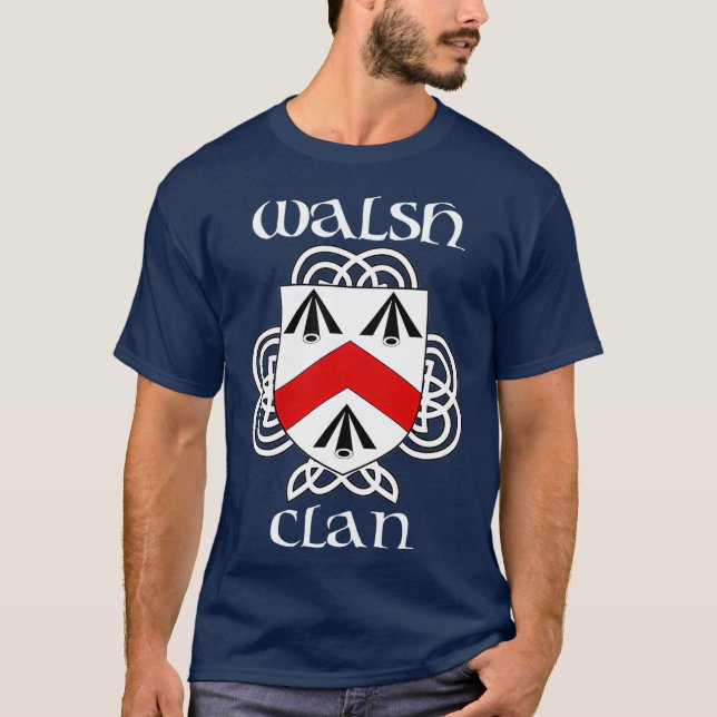 Walsh Family Crest Coat of Arms T-Shirt (Front)