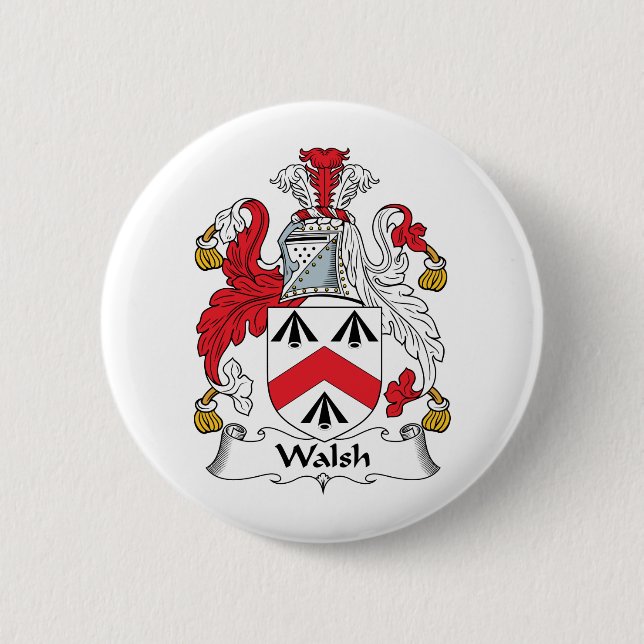 Walsh Family Crest Pinback Button (Front)