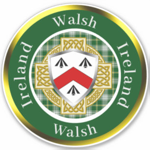 Walsh Irish Shield/Celtic Cross Personalized Sticker