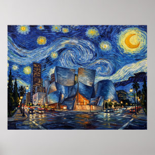Walt Disney Concert Hall Los Angeles Under Starry Poster