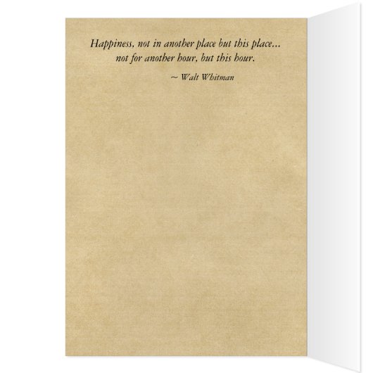 Walt Whitman "Happiness in This Place" Card (Inside (Left))
