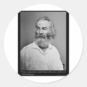 Walt Whitman Joy With You Love Quote Mugs Tees etc Classic Round Sticker