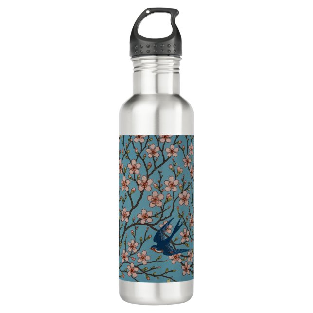 Walter Crane Almond Blossom and Swallow Stainless Steel Water Bottle (Front)