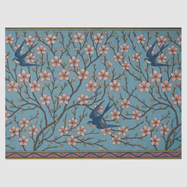 Walter Crane Almond Blossom and Swallow Tissue Paper (Front)