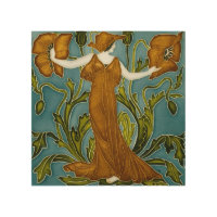 Walter Crane Art Nouveau Orange Poppy Maiden