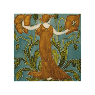 Walter Crane Art Nouveau Orange Poppy Maiden