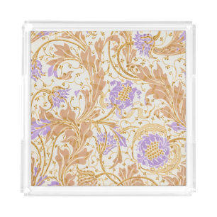 Walter Crane Arts and Crafts Purple Floral Art Acrylic Tray