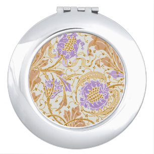 Walter Crane Arts and Crafts Purple Floral Art Compact Mirror